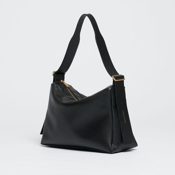 Black leather shoulder handbag online